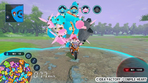 画像ギャラリー No.003のサムネイル画像 / ネプテューヌシリーズのバイクアクション「爆走次元ネプテューヌ VS巨神スライヌ」,6月27日に発売決定。天王星うずめと四女神が登場