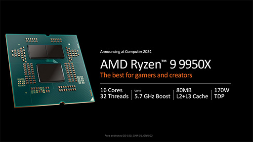 画像ギャラリー No.006のサムネイル画像 / AMD，新世代CPUアーキテクチャ「Zen 5」採用の新型CPU「Ryzen 9000」と「Ryzen AI 300」を発表