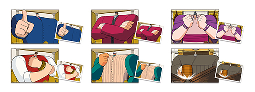 画像ギャラリー No.010のサムネイル画像 / 成歩堂，御剣，王泥喜たちが“でかすぎる肩幅”で登場。「カプくじオンライン」sattou氏と「逆転裁判」シリーズのコラボ商品を発売