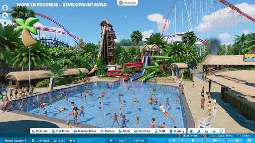 画像ギャラリー No.002のサムネイル画像 / 「Planet Coaster 2」,ウォーターパークとジェットコースターを組み合わせた複合施設の作り方を紹介する動画を公開
