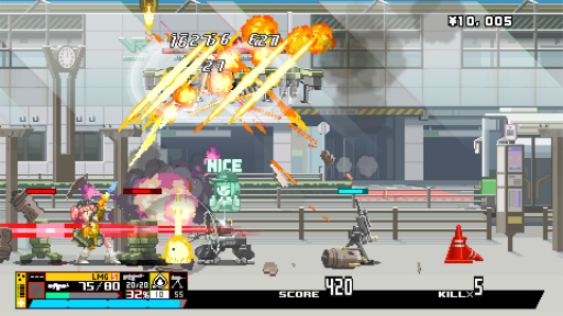 画像ギャラリー No.020のサムネイル画像 / ［プレイレポ］2Dガンアクション「Nitro Express」は，緻密なドット絵と独特の銃器システムで，型破りな女性警官コンビの活躍が描かれる