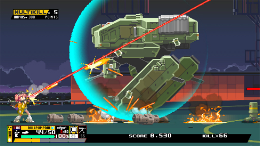 画像ギャラリー No.030のサムネイル画像 / ［プレイレポ］2Dガンアクション「Nitro Express」は，緻密なドット絵と独特の銃器システムで，型破りな女性警官コンビの活躍が描かれる