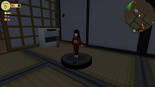 画像ギャラリー No.001のサムネイル画像 / 市松人形がロボット掃除機に乗ってお散歩。スローライフも楽しめるステルスアクションゲーム「Ichima-san」,Switch版の予約受付を開始
