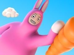 ウサギの着ぐるみを着た謎の男を操作してニンジンを集める。最大4人で遊べるSwitch版「Super Bunny Man」，本日配信