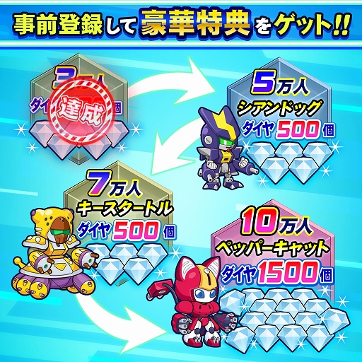 画像ギャラリー No.005のサムネイル画像 / 「メダロットサバイバー」,事前登録者数3万人を突破。達成特典「ダイヤ500個」を全ユーザーに配布