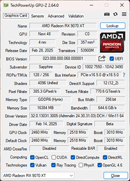 画像ギャラリー No.023のサムネイル画像 / RDNA 4世代の新GPU「Radeon RX 9070 XT」&「Radeon RX 9070」レビュー。RX 7900 XTを上回ってRTX 5070とも戦える