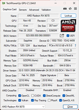 画像ギャラリー No.024のサムネイル画像 / RDNA 4世代の新GPU「Radeon RX 9070 XT」&「Radeon RX 9070」レビュー。RX 7900 XTを上回ってRTX 5070とも戦える