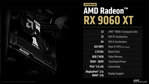 画像ギャラリー No.003のサムネイル画像 / AMD,RDNA 4世代のミドルクラスGPU「Radeon RX 9060 XT」を発表。メモリ容量16GB版を用意