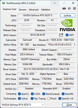 画像ギャラリー No.007のサムネイル画像 / GeForce RTX 50シリーズ第3弾「GeForce RTX 5070 Ti」レビュー。期待のミドルハイ市場向けGPUの実力はいかに？