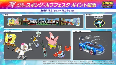 画像ギャラリー No.020のサムネイル画像 / 「ソニックレーシング クロスワールド」有料DLC第2弾「スポンジ・ボブ パック」を配信開始。スポンジ・ボブとパトリックがレーサーとして参戦