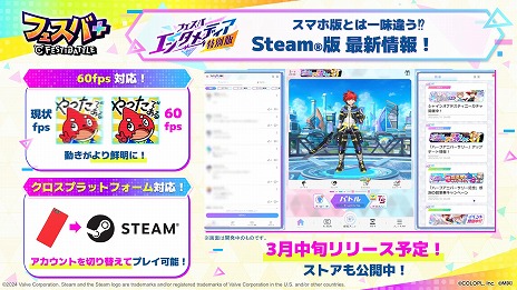 画像ギャラリー No.002のサムネイル画像 / PC版「フェスバ+」はSteamで3月14日リリースへ。100名に3000円分のSteamギフトカードが当たるウィッシュリスト登録キャンペーンがスタート