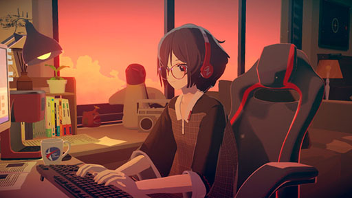 画像ギャラリー No.003のサムネイル画像 / 「Chill with You : Lo-Fi Story」に衣替えアップデートが実装。文学少女サトネの春夏の衣装が追加され着替えるようになる