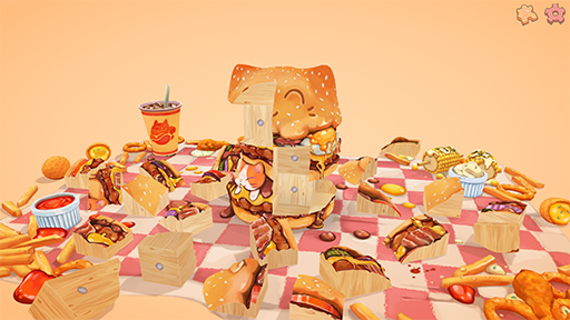 画像ギャラリー No.001のサムネイル画像 / 思わずお腹が減ってくるお料理ブロックパズル「UMAMI」，2025年後半にリリース。つられてやってきた動物を撫でられる