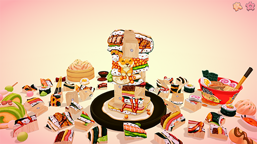 画像ギャラリー No.003のサムネイル画像 / 思わずお腹が減ってくるお料理ブロックパズル「UMAMI」，2025年後半にリリース。つられてやってきた動物を撫でられる