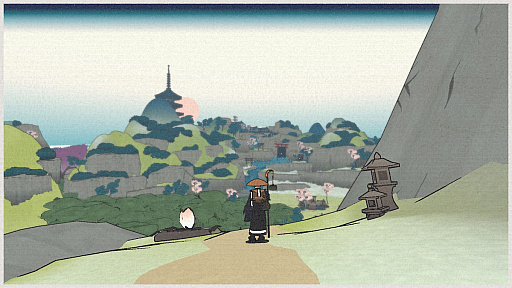 画像ギャラリー No.001のサムネイル画像 / 言葉を集め，詩をつむぎ，道を開く。日本の版画のようなビジュアルが印象的な「OKU」は，ひとりの僧の内なる旅を描く趣のあるアドベンチャーゲーム［gamescom］