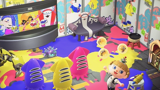 画像ギャラリー No.005のサムネイル画像 / 「あつまれ どうぶつの森」,「スプラトゥーン レイダース」コラボのマイデザイン配布開始。イカのタンクトップとコジャケのうちわが登場