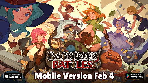 画像ギャラリー No.001のサムネイル画像 / スマホ版「バックパック・バトル」,本日リリース。PC向け体験版からクチコミで話題が広がった,人気のPvPローグライクオートバトラー