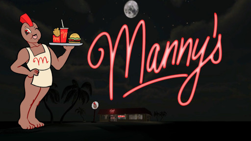 画像ギャラリー No.001のサムネイル画像 / 人喰いレストランを描いたホラーADV「Manny’s」，Switch版をリリース。無人島で飢えた漂流者は，あるはずのないファストフード店を目にする