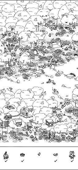画像ギャラリー No.004のサムネイル画像 / モノクロの世界のなかにある,静かな驚き。「Hidden Folks+」の素朴で温かな風景に癒されよう(今日から始めろApple Arcade #65)