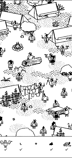 画像ギャラリー No.005のサムネイル画像 / モノクロの世界のなかにある,静かな驚き。「Hidden Folks+」の素朴で温かな風景に癒されよう(今日から始めろApple Arcade #65)