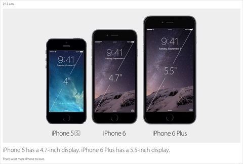 画像ギャラリー No.014のサムネイル画像 / 4.7インチディスプレイの「iPhone 6」と5.5インチディスプレイの「iPhone 6 Plus」が発表,日本での発売は9月19日で,9月12日16:00よりNTTドコモとKDDI,ソフトバンクモバイルで予約受付開始