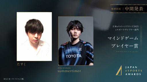 画像ギャラリー No.007のサムネイル画像 / 「日本eスポーツアワード2025」，ファン投票の中間結果を発表。2026年1月12日開催のイベントチケットの先行販売も開始