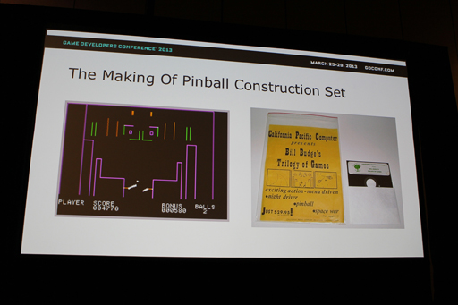 画像ギャラリー No.010のサムネイル画像 / ［GDC 2013］ビル・バッジ氏が語る「Pinball Construction Set」制作の舞台裏。ゲーム制作ツールをゲームにした独創的な作品はどのように生まれたか