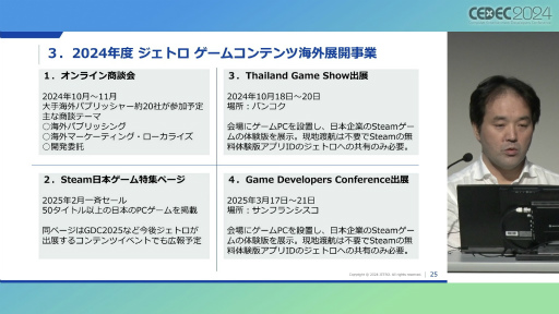 画像ギャラリー No.015のサムネイル画像 / 日本貿易振興機構（JETRO）がSteamで日本のゲームを特集する理由。担当者が語る，インディーゲームの海外PR展開［CEDEC 2024］