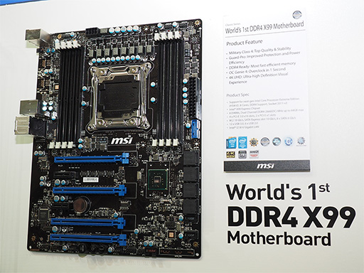 画像ギャラリー No.002のサムネイル画像 / ［COMPUTEX］MSI，Haswell-E対応のIntel X99マザーボードを公開。10GbpsのUSB 3.1対応モデルやSATA Express対応のWD Blackも