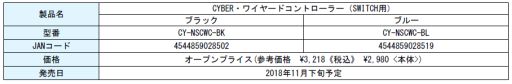 画像ギャラリー No.003のサムネイル画像 / サイバーガジェット,Nintendo Switch用ゲームパッド3種を10月下旬以降に発売。2製品はジャイロ機能付き