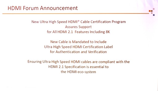 画像ギャラリー No.005のサムネイル画像 / HDMI Forum，8K/60fps伝送用認証ケーブルの仕様策定。「Ultra High Speed HDMIケーブル認証プログラム」とは？