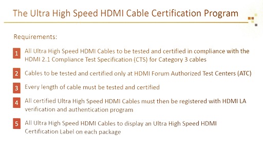 画像ギャラリー No.006のサムネイル画像 / HDMI Forum，8K/60fps伝送用認証ケーブルの仕様策定。「Ultra High Speed HDMIケーブル認証プログラム」とは？