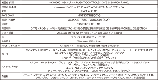 画像ギャラリー No.003のサムネイル画像 / スイッチパネル一体型の米Honeycomb製フライトヨークが国内発売