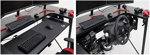 画像ギャラリー No.008のサムネイル画像 / ゲーマー向けデスク「ARCdesk mini」の一般向け販売が始まる。ステアリングコントローラとキーボードをワンタッチで切り替え