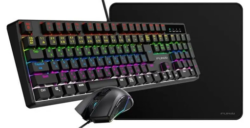 画像ギャラリー No.001のサムネイル画像 / FUNAI,ゲーマー向けキーボードとマウス,マウスパッドの3点セットを発売