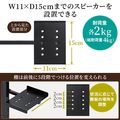 画像ギャラリー No.004のサムネイル画像 / スピーカーをディスプレイの両脇に浮かせて置けるVESAマウント取り付け型スタンドがサンワサプライから