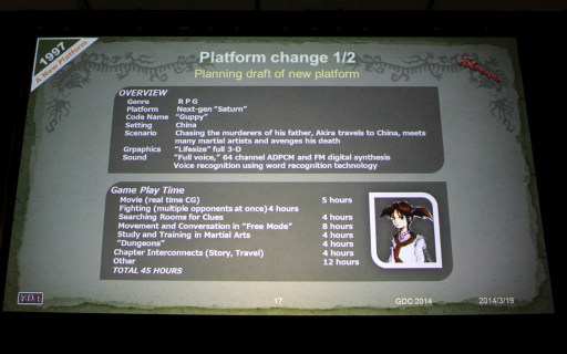 画像ギャラリー No.038のサムネイル画像 / ［GDC 2014］いかにして「バーチャファイターRPG」は「シェンムー」になっていったのか。鈴木 裕氏が語る「シェンムー」開発秘話