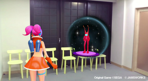 画像ギャラリー No.004のサムネイル画像 / 「スペースチャンネル5 AR」をメディア向け体験会で先行プレイ。自分の部屋に,うららとモロ星人達が出現!