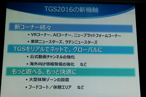 画像ギャラリー No.028のサムネイル画像 / 東京ゲームショウ2016は9月15日から18日まで開催。テーマ「エンターテインメントが変わる。未来が変わる。」や開催概要が明かされた発表会をレポート