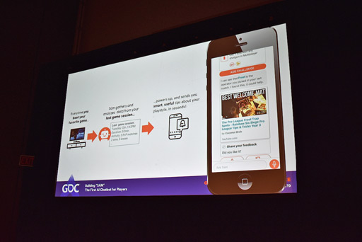 画像ギャラリー No.007のサムネイル画像 / ［GDC 2019］ハロー，SAM。ゲーマーに特化したAIアシスタントを紹介する「Building "SAM" the First AI Chatbot for Players」をレポート