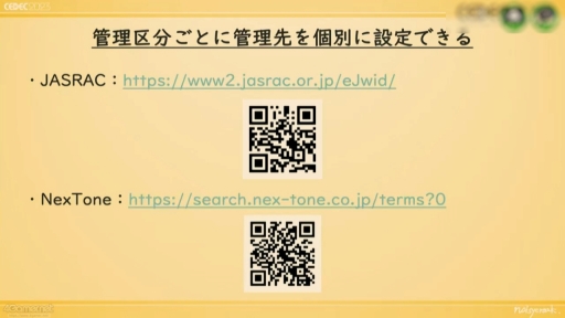 画像ギャラリー No.025のサムネイル画像 / ［CEDEC 2023］ゲーム音楽にかかわる人，皆がハッピーになる著作権運用を考える。ノイジークロークの陣内優希氏，坂本英城氏の講演をレポート