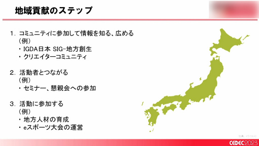 画像ギャラリー No.022のサムネイル画像 / ［CEDEC 2023］「全国に拡大中！ ゲームによる地方創生の最新事例とゲーム開発者ができること」聴講レポート。大切なのは知ることと広げること