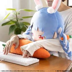 画像ギャラリー No.005のサムネイル画像 / ホロライブ・兎田ぺこらがPCクッションになって登場。全高約55cmのムフー顔が味わい深い一品で,デスクワークのお供におすすめ
