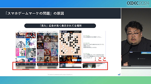 画像ギャラリー No.009のサムネイル画像 / 今や広告は目立たないほうがいい？　今年も行われた「スマホゲームマーケの『嘘』」を紹介するセッションレポート［CEDEC 2024］