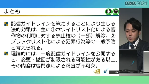 画像ギャラリー No.020のサムネイル画像 / 配信ガイドラインを作るとき気をつけることは？ 法的な観点から考える，ゲーム実況の現状と問題点［CEDEC 2024］