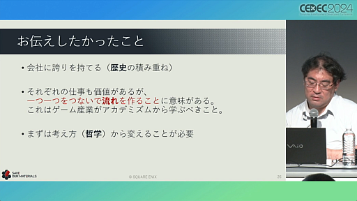 画像ギャラリー No.005のサムネイル画像 / 大手4社の資料保存活動とは？　キーマンたちが現状を報告した「ゲーム開発過去資料の保存の最前線を語ろう！」レポート［CEDEC 2024］ 