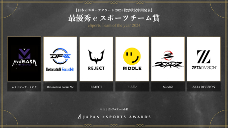 画像ギャラリー No.013のサムネイル画像 / 「日本eスポーツアワード2024」，ファン投票の中間結果が明らかに。およそ1か月間で約1万3000票が集まる