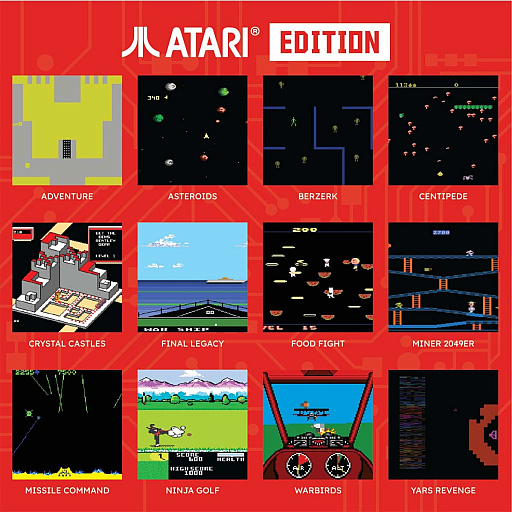 画像ギャラリー No.003のサムネイル画像 / 真っ赤なボディに50本のアタリゲームが入った携帯ゲーム機「Super Pocket Atari Edition」発売中。カートリッジを買えば，さらに多くのアーケードゲームや家庭用レトロゲームを楽しめる