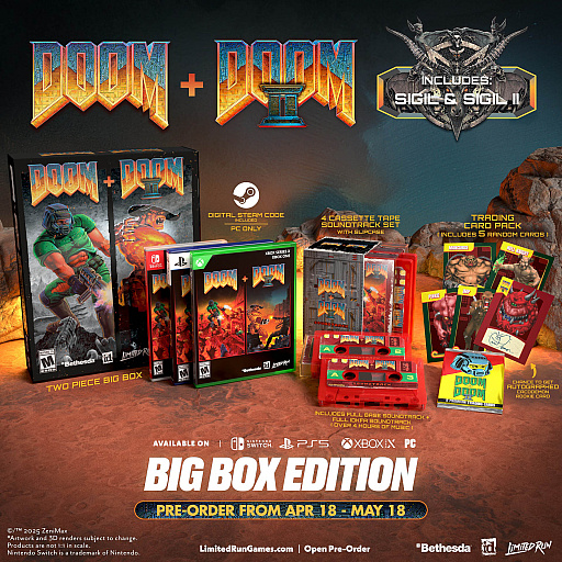 画像ギャラリー No.001のサムネイル画像 / 「DOOM ＋ DOOM II」コレクターズボックスの予約をLimited Run Gamesで受付中。サントラのカセットテープやトレカなど，物理パッケージらしい特典を付属